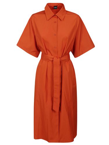 Orange Poplin Midi Shirt Dress - Aspesi - Modalova