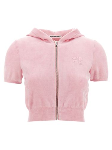 Logo Chenille Cropped Hoodie - T by Alexander Wang - Modalova