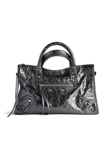 Le City Small Metallic Women`s Bag In Steel - Balenciaga - Modalova