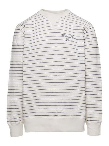 Journey Ms Crew Neck Sweatshirt/striped Cotton+venice Loves Paris Logo - Golden Goose - Modalova