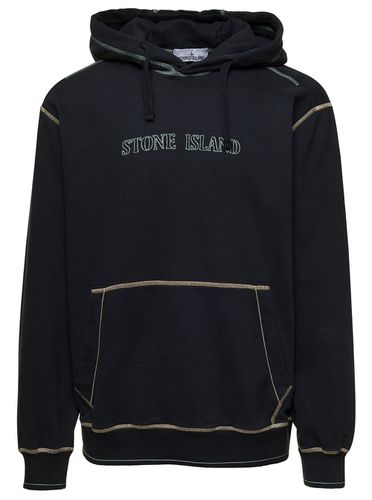 Hoodie With Contrasting Embroidered Logo In Cotton Man - Stone Island - Modalova