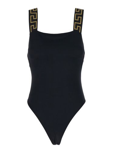 One-piece Swimsuit With Greca Detail In Stretch Polyamide Woman - Versace - Modalova