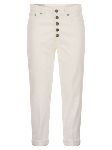 Koons - Multi-striped Velvet Trousers With Jewelled Buttons - Dondup - Modalova