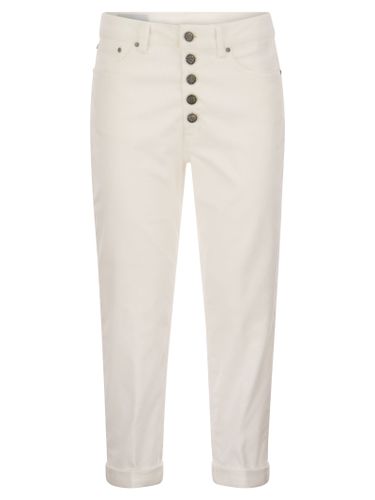 Koons - Multi-striped Velvet Trousers With Jewelled Buttons - Dondup - Modalova