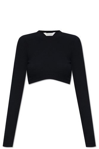 Crewneck Long-sleeved Cropped Top - Palm Angels - Modalova