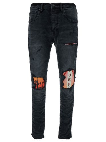 Skinny Jeans With Purple Print And Rips In Denim Man - Purple Brand - Modalova