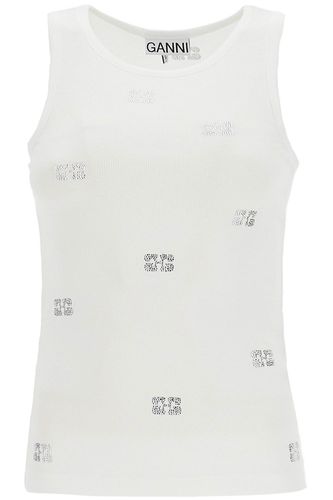 Ganni Tank Top With Micro Rhinest - Ganni - Modalova