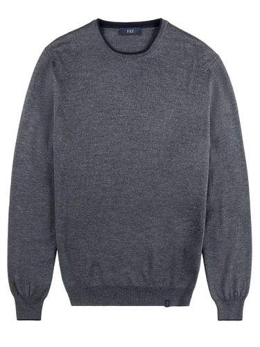 Fay Jumper In Grey Shaved Wool Knit - Fay - Modalova