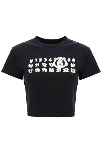 Numbers Print Cropped T-shirt - MM6 Maison Margiela - Modalova