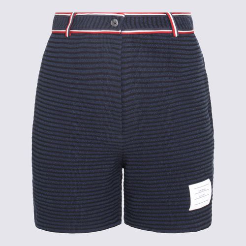 Navy Cotton Stretch University Stripe Shorts - Thom Browne - Modalova