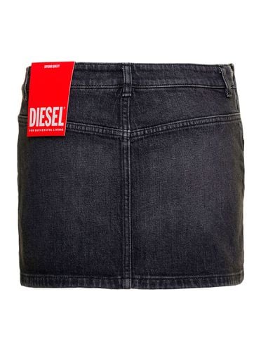 De-ron-s2 Mini-skirt With Oval D Logo Buckle And Cut-out In Stretch Cotton Denim Woman - Diesel - Modalova