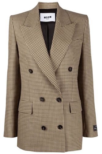 Check Motif Double-breasted Blazer - MSGM - Modalova