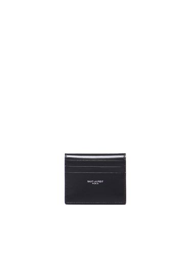 Compact And Reversible Leather Card Holder - Saint Laurent - Modalova