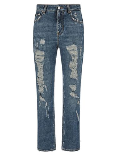 Distressed Straight Leg Cropped Jeans - Dolce & Gabbana - Modalova