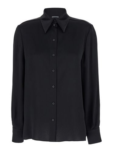 Black Shirt With Pointed Collar In Silk Blend Woman - Alberta Ferretti - Modalova