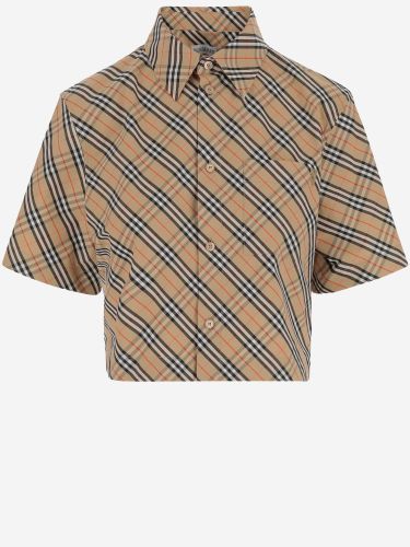 Cotton Crop Shirt With Check Pattern - Burberry - Modalova