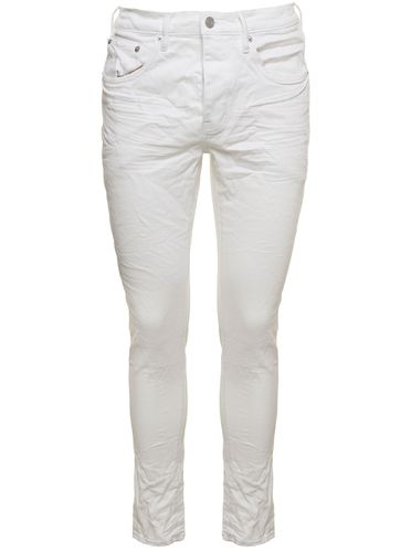 Skinny Jeans With Tonal Logo Patch And Crinkled Effect In Stretch Cotton Denim Man - Purple Brand - Modalova