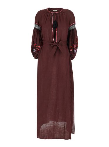 Nicoletta Long Dress With Long Puffed Sleeves And Belt In Linen Woman - Anjuna - Modalova