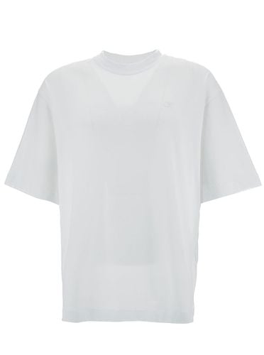 Off- Crewneck T-shirt With Tonal Embroidery - Off-White - Modalova