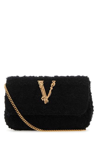 Black Fabric Mini Virtus Clutch - Versace - Modalova