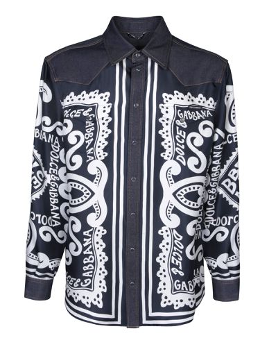 Patterned Denim Shirt - Dolce & Gabbana - Modalova