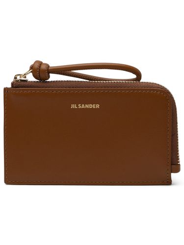 Brown Leather Slip Card Holder - Jil Sander - Modalova