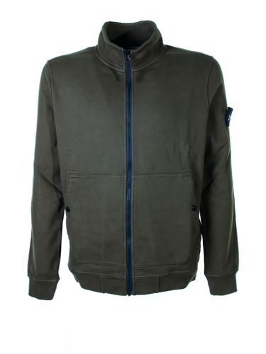 Green Sweatshirt With Zip And Logo - Stone Island - Modalova