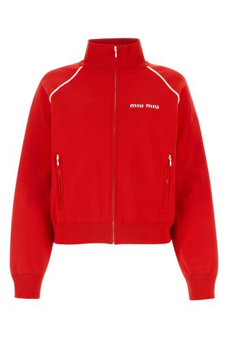 Red Stretch Nylon Sweatshirt - Miu Miu - Modalova