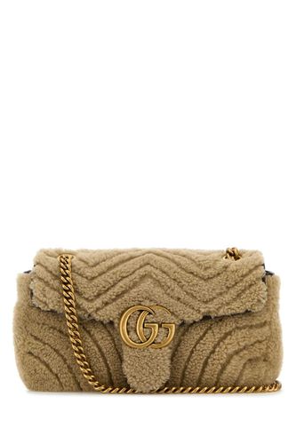 Beige Shearling Small Marmont Shoulder Bag - Gucci - Modalova