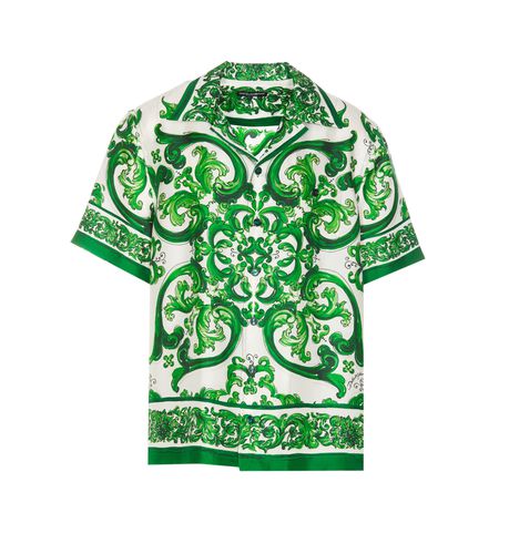 Maiolica Print Silk Twill Hawaii Shirt - Dolce & Gabbana - Modalova