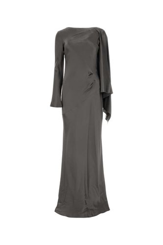 Dark Satin Long Dress - Alberta Ferretti - Modalova