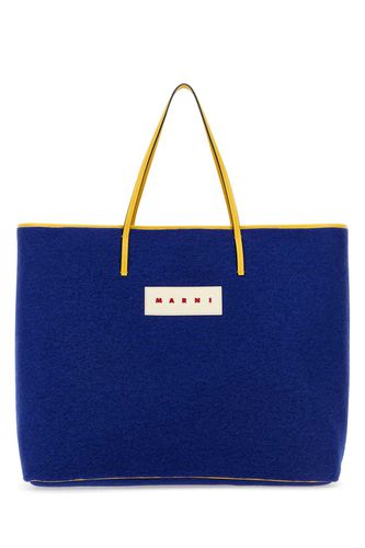 Blue Felt Medium Janus Shopping Bag - Marni - Modalova