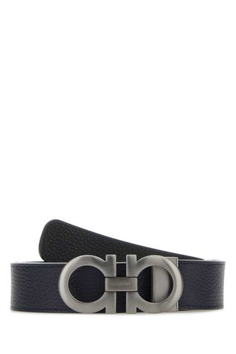 Midnight Blue Leather Reversible Belt - Ferragamo - Modalova