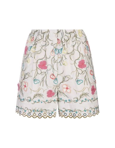 Cotton Embroidered Garden Shorts - Elie Saab - Modalova