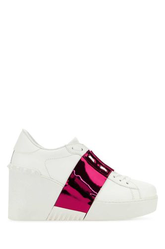 White Leather Untitled Sneakers With Fuchsia Band - Valentino Garavani - Modalova