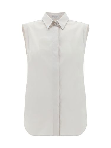 Sleeveless Shirt With Monili Details - Brunello Cucinelli - Modalova