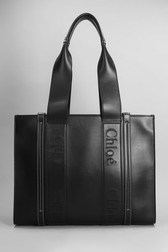 Chloé Woody Tote In Black Leather - Chloé - Modalova