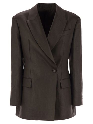 Shiny Linen Twill Jacket With Necklace - Brunello Cucinelli - Modalova