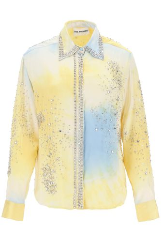 Silk Satin Shirt With Tie-dye Effect And Appliques - Des Phemmes - Modalova