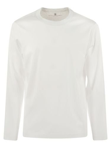 Crew-neck Cotton Jersey T-shirt With Long Sleeves - Brunello Cucinelli - Modalova