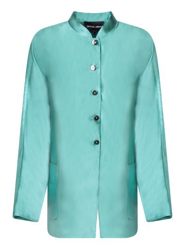 Aqua Silk And Linen Caban Jacket - Giorgio Armani - Modalova