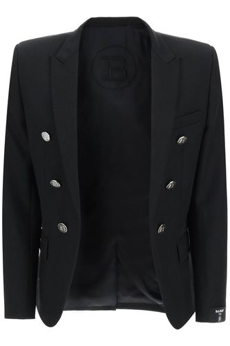 Wool Twill Blazer With Logoed Buttons - Balmain - Modalova