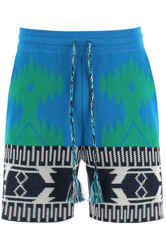 Blue And Green Cotton Piquet Icon Bermuda Shorts - Alanui - Modalova