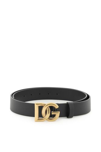 Lux Leather Belt With Crossed Dg Logo - Dolce & Gabbana - Modalova