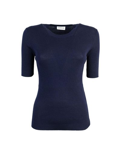 Short-sleeved Crewneck Ribbed Top - Parosh - Modalova