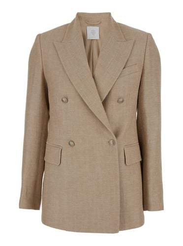 Double-breasted Jacket With Jewel Buttons In Wool And Linen Woman - Eleventy - Modalova