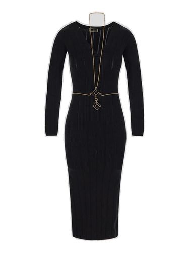 Chain-embellished V-neck Midi Dress - Elisabetta Franchi - Modalova