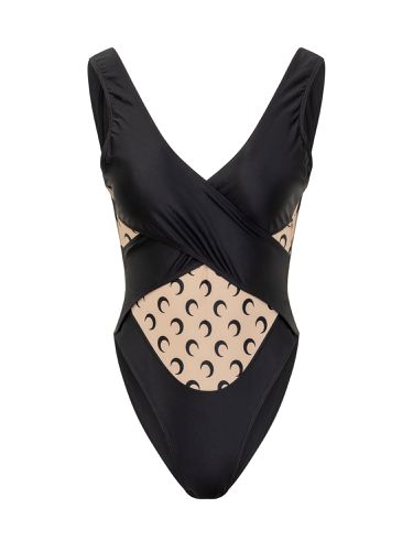 Regenerated Jersey Draped One Piece Swimsuit - Marine Serre - Modalova