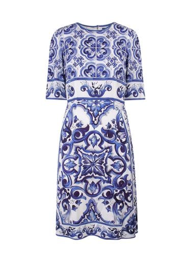 Majolica-print Round Neck Midi Dress - Dolce & Gabbana - Modalova