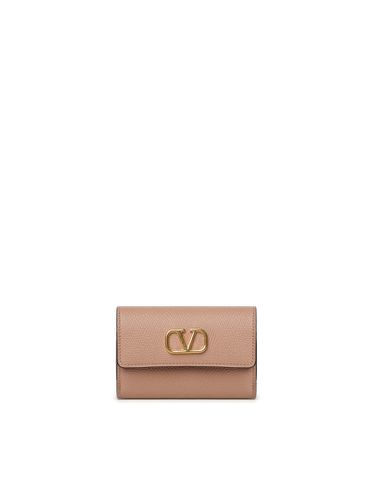 Vlogo Sigature Compact Wallet In Garnet Calfskin - Valentino Garavani - Modalova